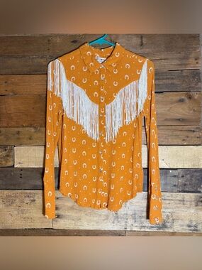 Idyllwind Miranda Lambert Women’s Button Up Fringe Rodeo Shirt Mustard Color Med